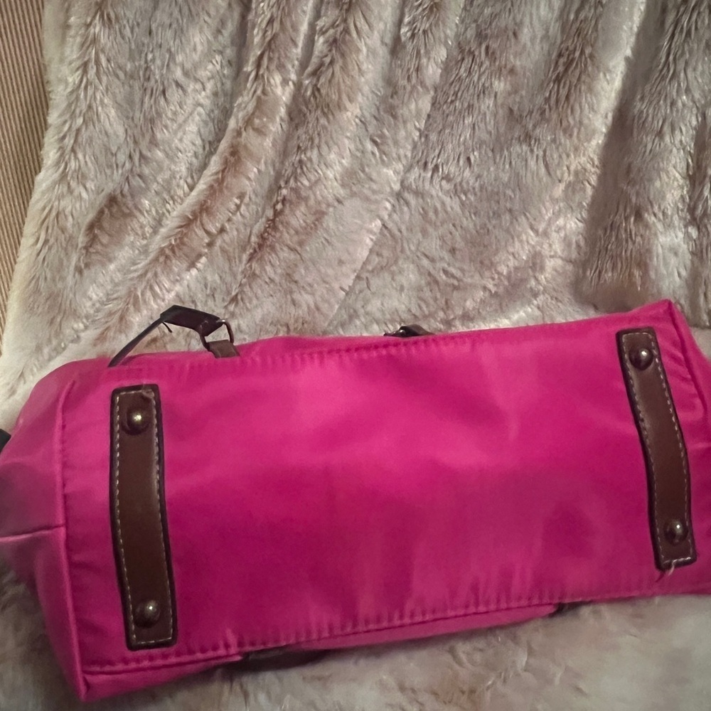Dooney & Bourke Fuchsia Tote with Chocolate Straps - Picture 5 of 6
